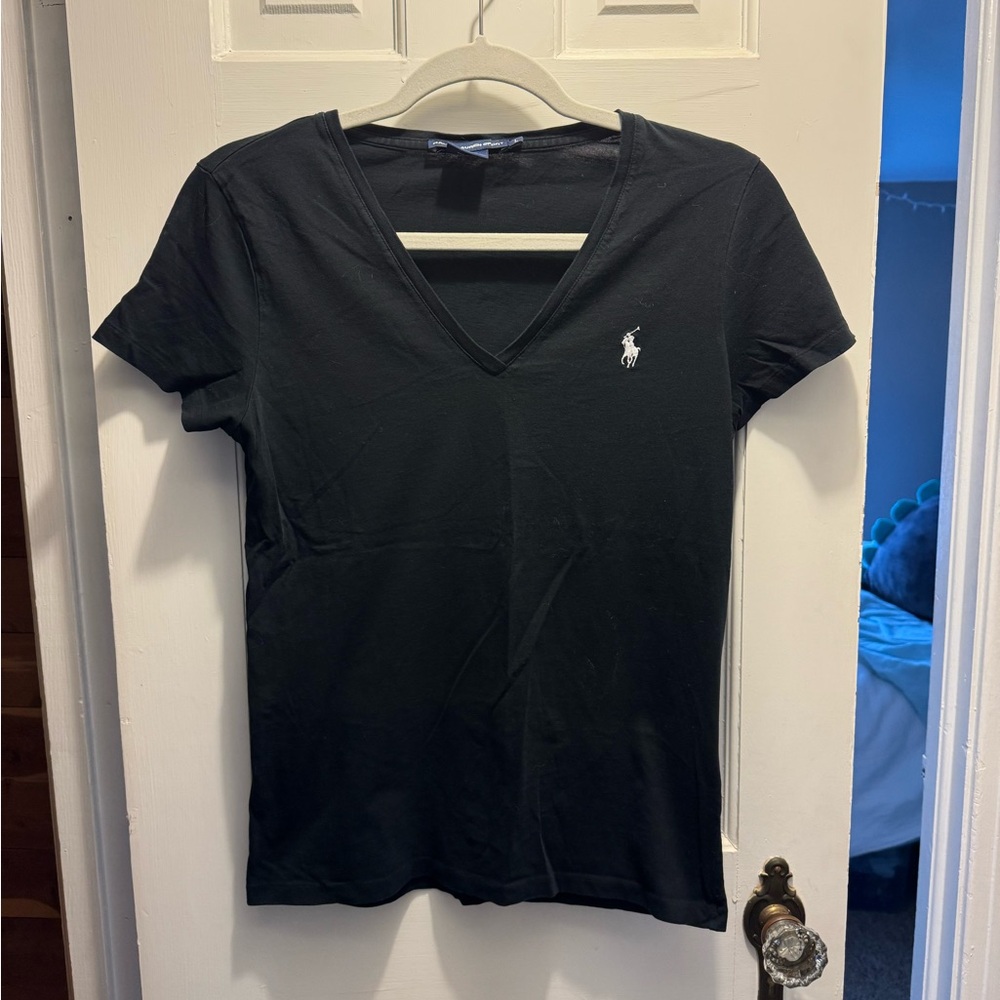Ralph Lauren Women's Black V-Neck Top